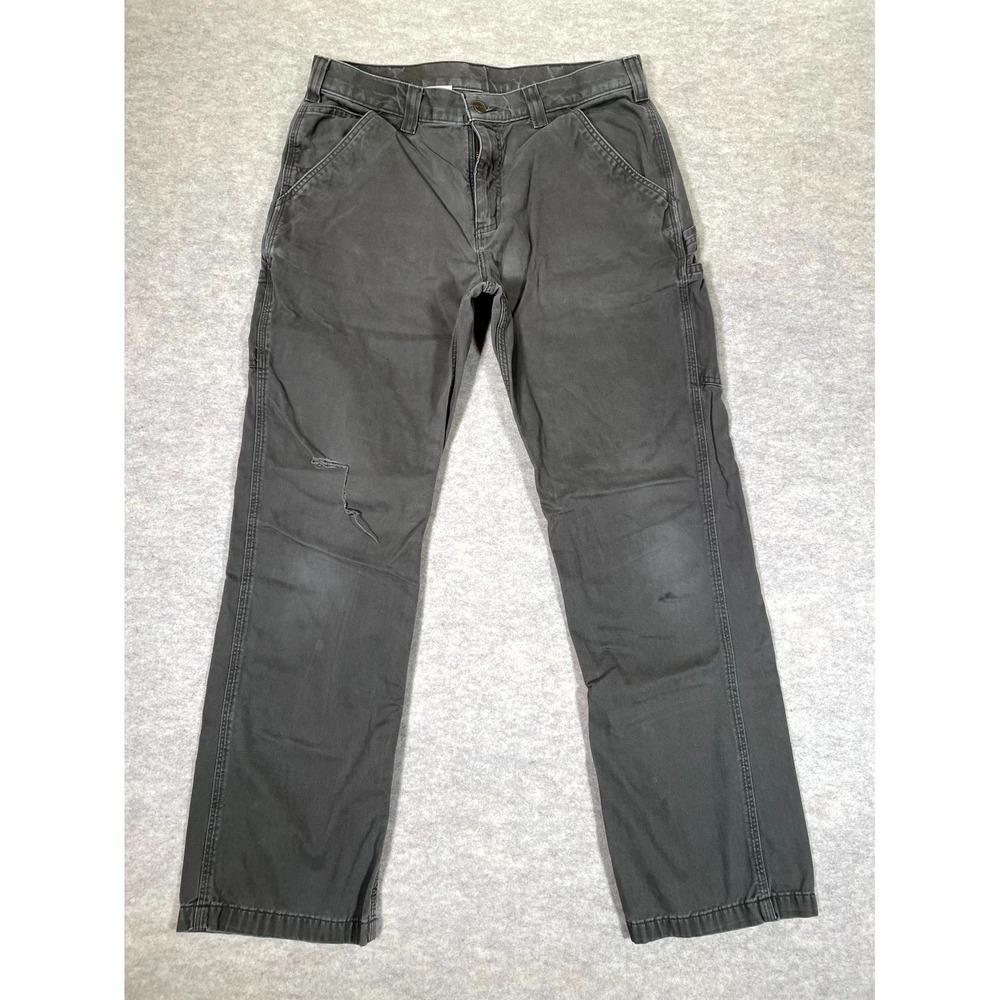 Carhartt Carpenter Authentic Pants Mens 34x32 Gray Cotton Relaxed Fit Distressed